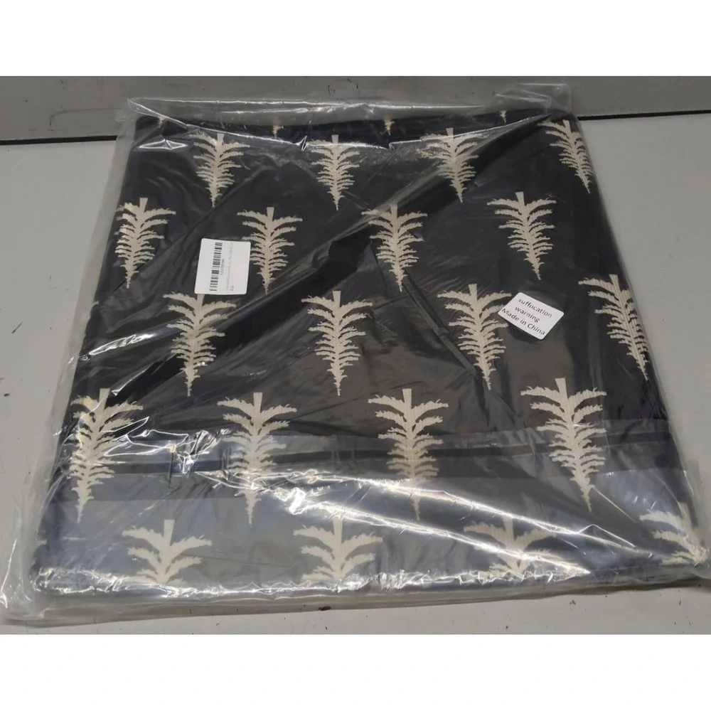 Kitchen Mat Set Of 2 Christmas Print Black Mat With White Trees 17x29, 17x47